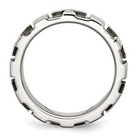 Chisel Stainless Steel Brushed and Polished 3pt Diamond Cross 9mm Band view 2