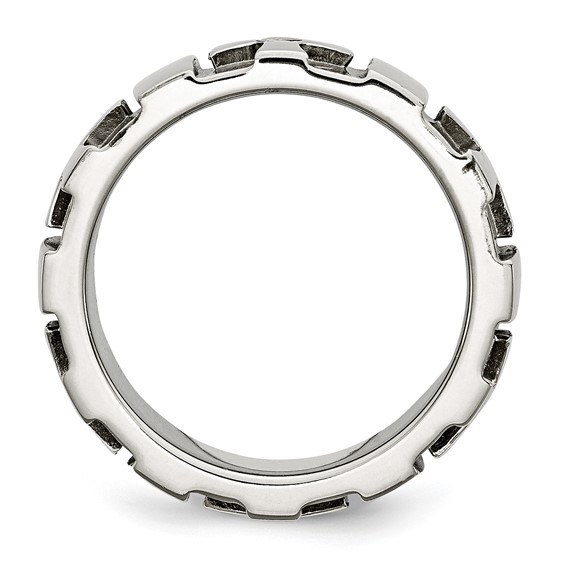 Chisel Stainless Steel Brushed and Polished 3pt Diamond Cross 9mm Band