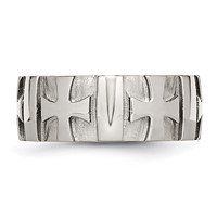 Chisel Stainless Steel Brushed and Polished 3pt Diamond Cross 9mm Band view 3