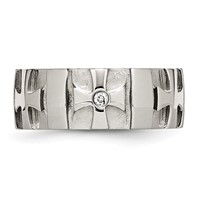 Chisel Stainless Steel Brushed and Polished 3pt Diamond Cross 9mm Band view 4