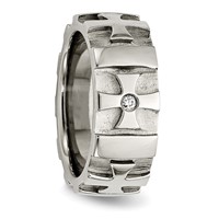 Chisel Stainless Steel Brushed and Polished 3pt Diamond Cross 9mm Band view 5