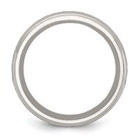 Chisel Stainless Steel Polished Etched Design Ridged Edge 7.5mm Band view 2