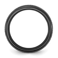 Chisel Stainless Steel Polished Black IP-plated Etched Design Ridged Edge 7.5mm Band view 2
