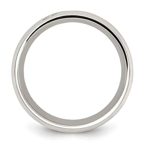 Chisel Stainless Steel Polsihed with Gray Carbon Fiber Inlay and CZ 8mm Band