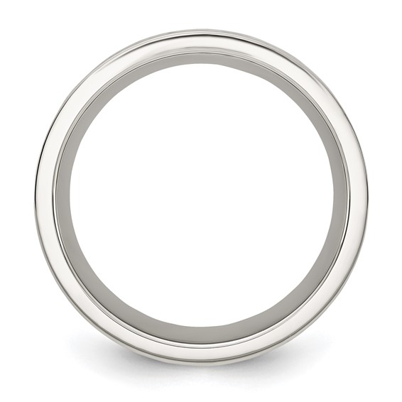 Chisel Stainless Steel Polished with Wood Inlay Deer Design 8mm Band