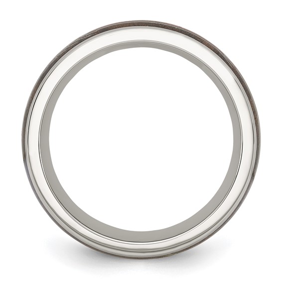 Chisel Stainless Steel Polished with Wood Inlay Arrow 8mm Band