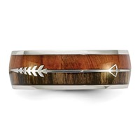 Chisel Stainless Steel Polished Band with Wood Inlay Arrow 8mm view 3