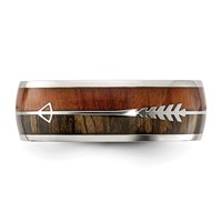 Chisel Stainless Steel Polished Band with Wood Inlay Arrow 8mm view 4