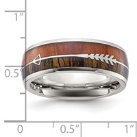 Chisel Stainless Steel Polished Band with Wood Inlay Arrow 8mm view 5