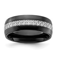 Chisel Stainless Steel Polished Black IP-plated Band with Carbon Fiber Inlay 8mm view 1