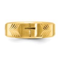 Chisel Stainless Steel Brushed and Polished Yellow IP-plated Diamond-cut Cross 8mm Tapered Band view 4