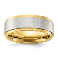 Chisel Stainless Steel Polished Yellow IP-plated Band with Brushed Center 8mm view 1