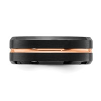 Chisel Stainless Steel Brushed and Polished Black and Rose IP-plated 8mm Band view 3