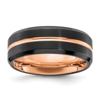 Chisel Stainless Steel Brushed and Polished Black and Rose IP-plated 8mm Band view 1