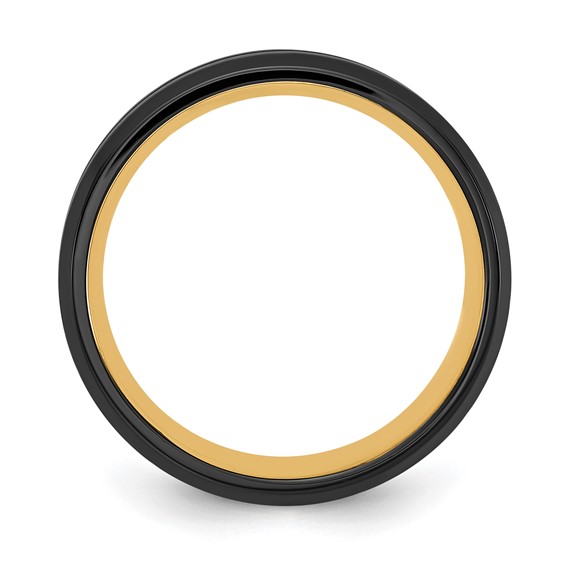 Chisel Stainless Steel Brushed and Polished Black and Yellow IP-plated 8mm Band