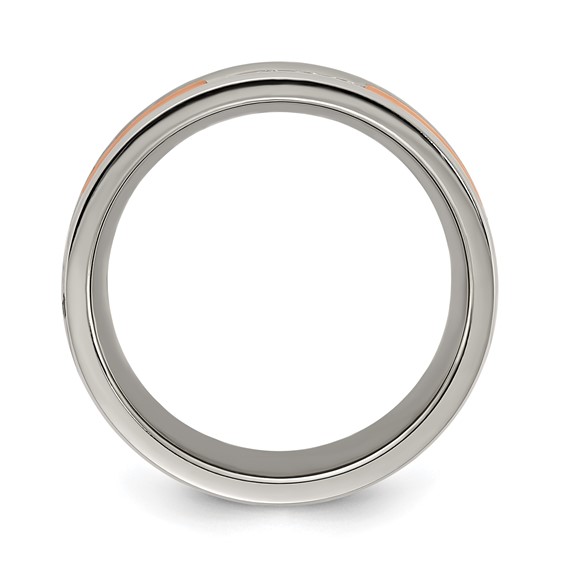 Chisel Stainless Steel Polished Rose IP-plated with CZ 7.00mm Band