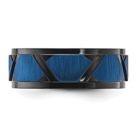 Chisel Stainless Steel Brushed and Polished Black and Blue IP-plated 8mm Band view 3