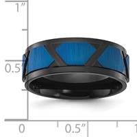 Chisel Stainless Steel Brushed and Polished Black and Blue IP-plated 8mm Band view 4