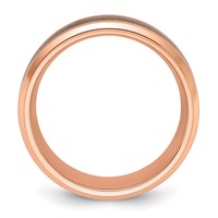 Chisel Stainless Steel Polished Rose IP-plated Synthetic Leather Inlay in Clear Epoxy 8mm Band view 2