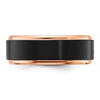 Chisel Stainless Steel Polished Band with Brushed Center Black and Rose IP-plated 8mm view 3