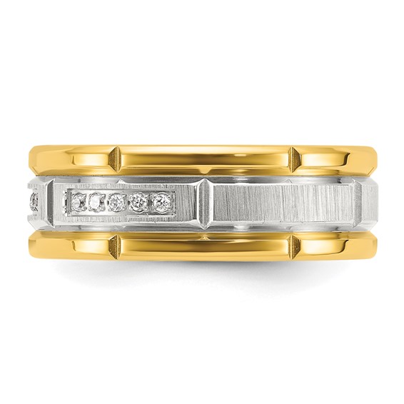 Chisel Stainless Steel Brushed and Polished Yellow IP-plated CZ 8mm Band