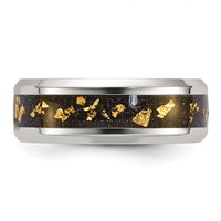 Chisel Stainless Steel Polished Band with Black and Gold Foil Inlay 8mm view 3