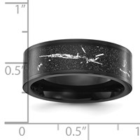 Chisel Stainless Steel Polished Black IP-plated Black and Silver Foil Inlay 8mm Band view 4