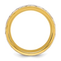 Chisel Stainless Steel Polished Yellow IP-plated Band with Ceramic Fragments Inlay 8mm view 2