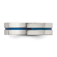 Chisel Stainless Steel Polished Blue IP-plated Grooved 6mm Band view 3