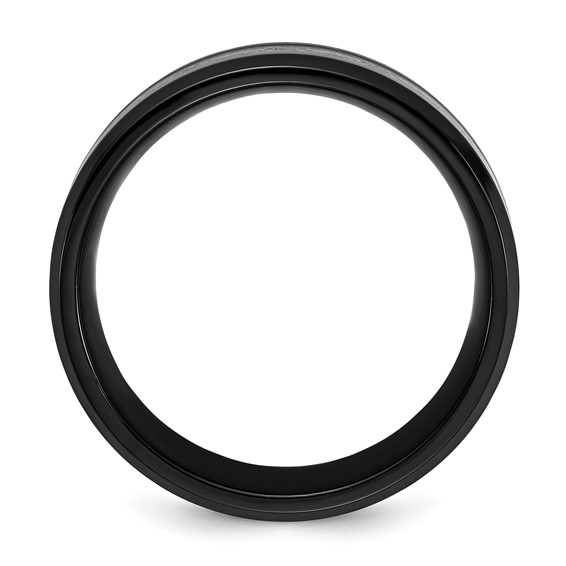 Chisel Stainless Steel Polished  Black IP-plated Skulls with Pink Carbon Fiber Inlay 8mm Band