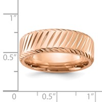 Chisel Stainless Steel Polished Rose IP-plated Grooved 8mm Band view 4