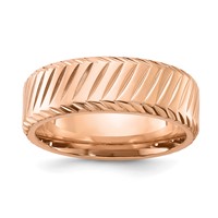 Chisel Stainless Steel Polished Rose IP-plated Grooved 8mm Band view 1