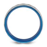 Chisel Stainless Steel Polished and Sand-blasted Faceted Blue IP-plated 8mm Band view 2