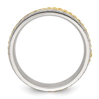 Chisel Stainless Steel Brushed, Polished and Textured Yellow IP-plated Center 6mm Band view 2