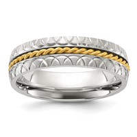 Chisel Stainless Steel Brushed, Polished and Textured Yellow IP-plated Center 6mm Band view 1