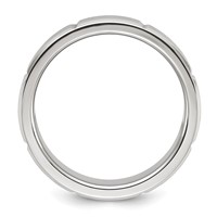Chisel Stainless Steel Brushed and Polished Grooved 6mm Band view 2