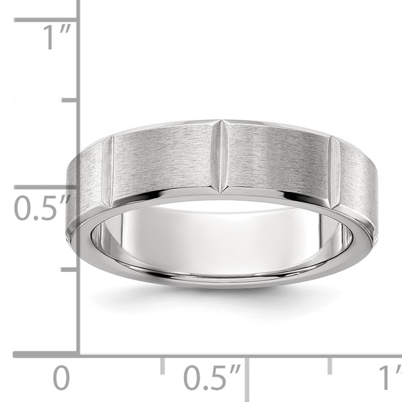 Chisel Stainless Steel Brushed and Polished Grooved 6mm Band