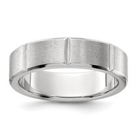 Chisel Stainless Steel Brushed and Polished Grooved 6mm Band view 1