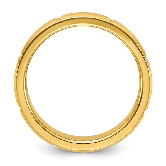 Chisel Stainless Steel Brushed and Polished Yellow IP-plated Grooved 6mm Band