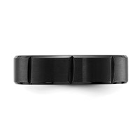 Chisel Stainless Steel Brushed and Polished Black IP-plated Grooved 6mm Band view 3