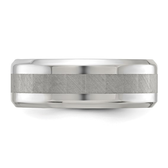 Chisel Stainless Steel Polished with Brushed Center 8mm Band