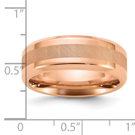 Chisel Stainless Steel Polished Rose IP-plated with Brushed Center 8mm Band