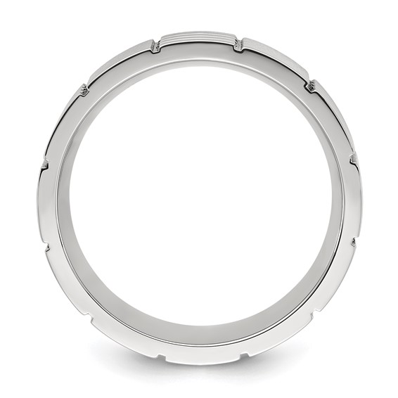 Chisel Stainless Steel Polished and Grooved 8mm Band