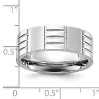 Chisel Stainless Steel Polished and Grooved 8mm Band view 4