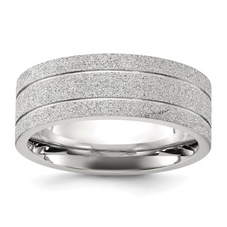 Chisel Stainless Steel Polished Laser-cut and Grooved 8mm Band