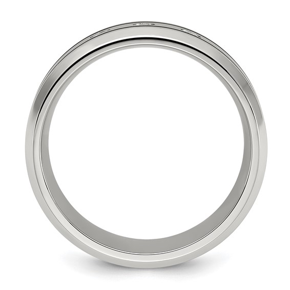 Chisel Stainless Steel Brushed and Polished Enameled with CZ 8mm Band