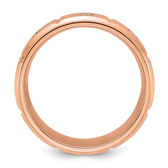 Chisel Stainless Steel Brushed and Polished Rose IP-plated with CZ 8mm Band