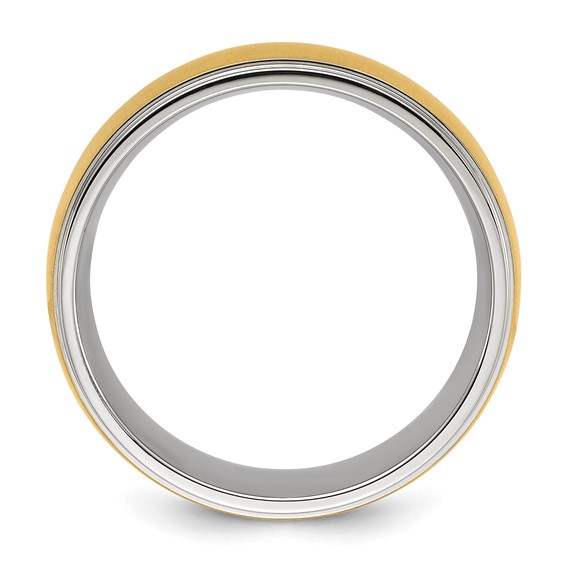 Chisel Stainless Steel Polished with Brushed Yellow IP-plated Center 8mm Band