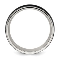 Chisel Stainless Steel Polished Band with Brushed Black IP-plated Center 8mm view 2