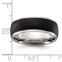 Chisel Stainless Steel Polished Band with Brushed Black IP-plated Center 8mm view 4